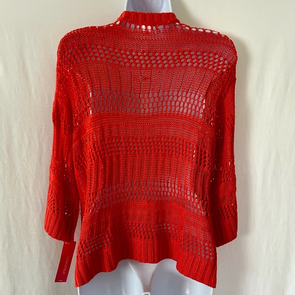 Xhiliration Orange Crochet Cardigan Size S/MP/M - Picture 2 of 6